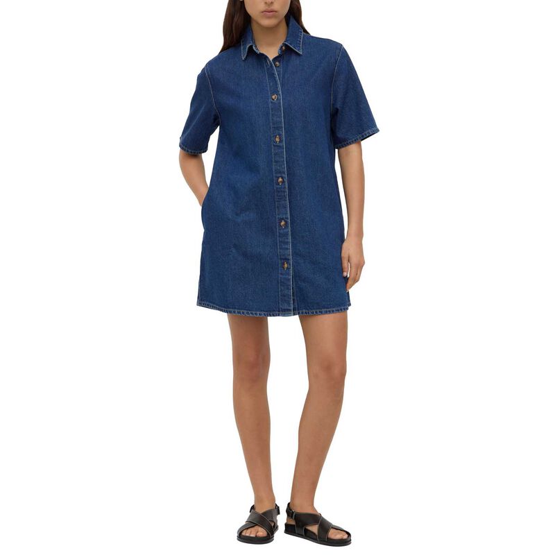 Assembly Label Neera Denim Mini Shirt Dress Heritage Blue image number 0